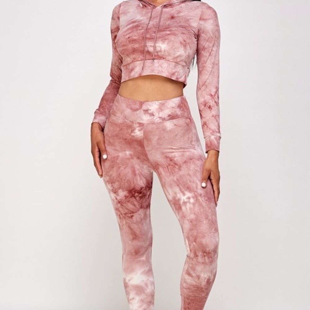 🔥2 Piece Tie Dye Cropped Hoodie & Legging Set